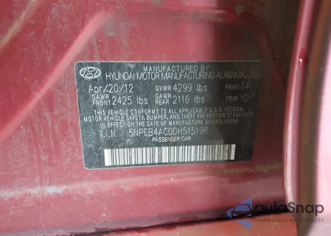 2013 Hyundai Sonata Gls from USA, damaged, VIN 5NPEB4AC0DH515198